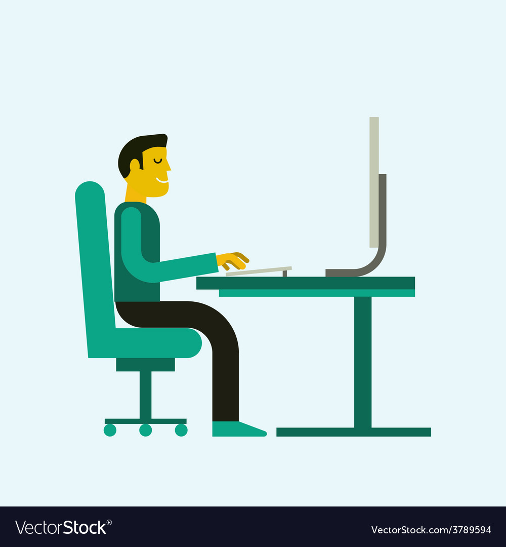 Man Using Computer at Desk