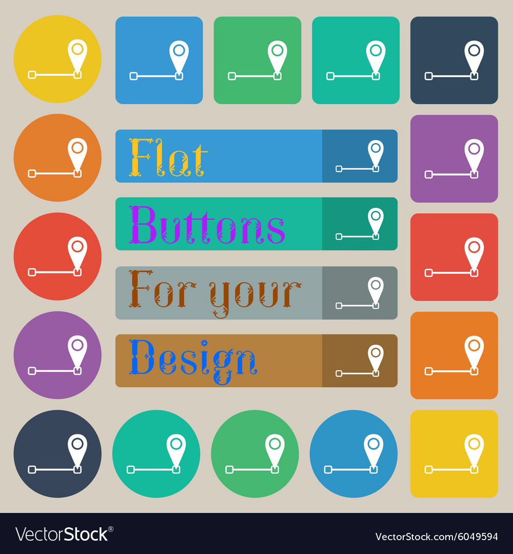 Map pointer icon sign set of twenty colored flat