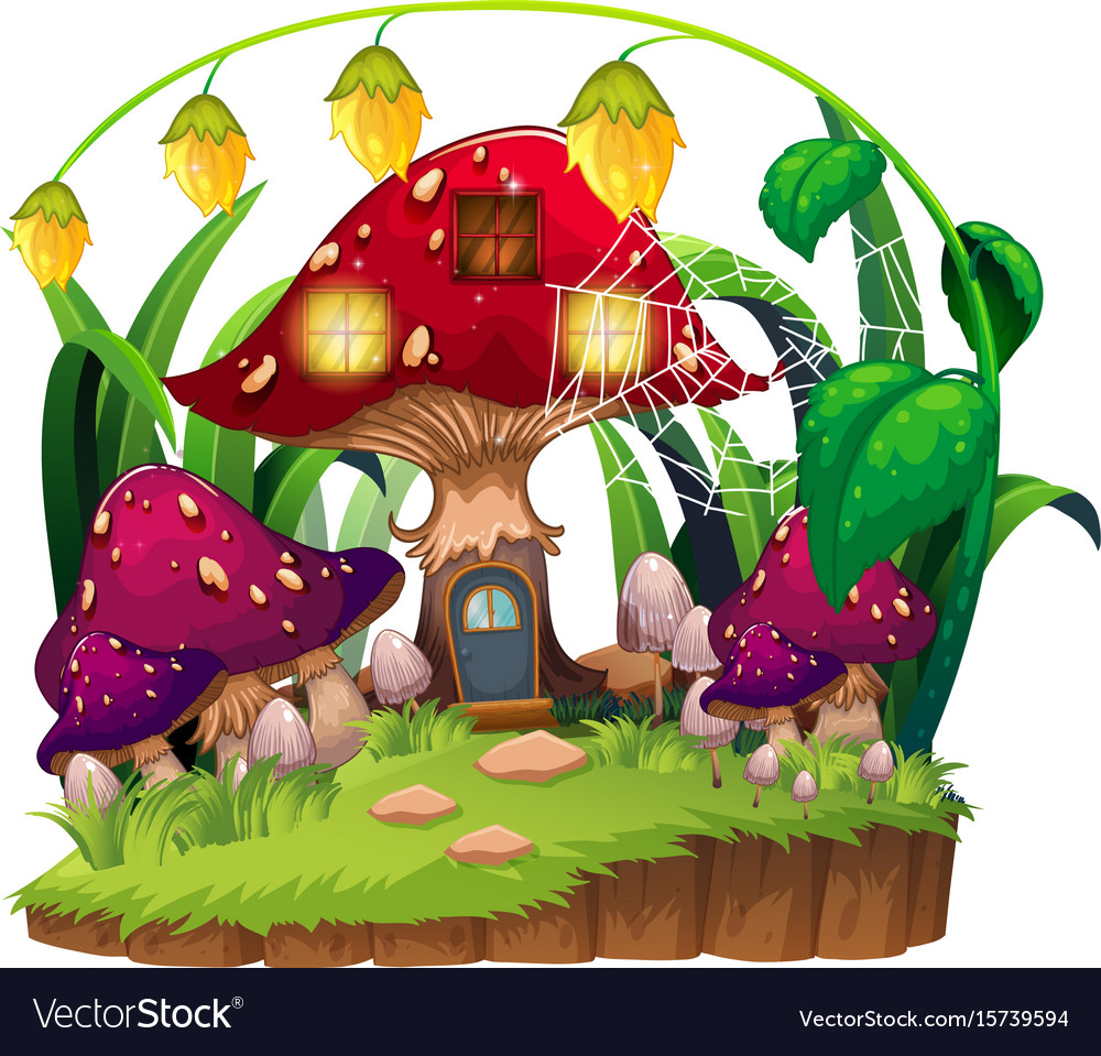 Mushroom house in garden Royalty Free Vector Image