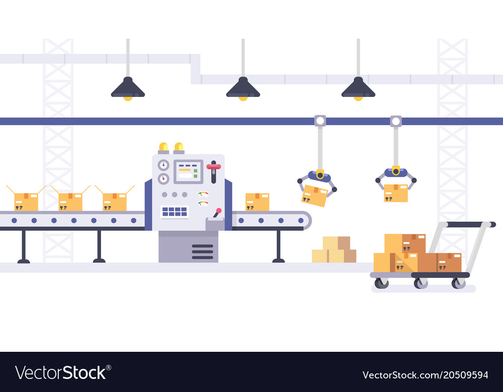 Packing and production line concept in flat style Vector Image