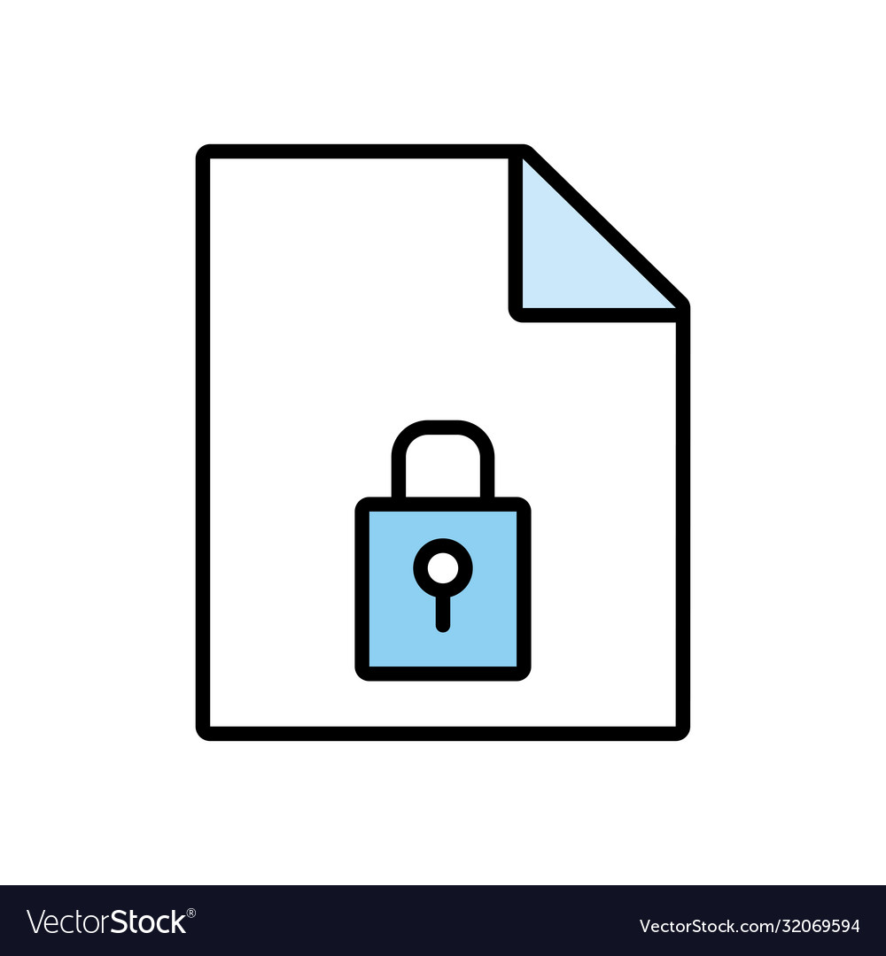 Paper document with padlock line and fill style