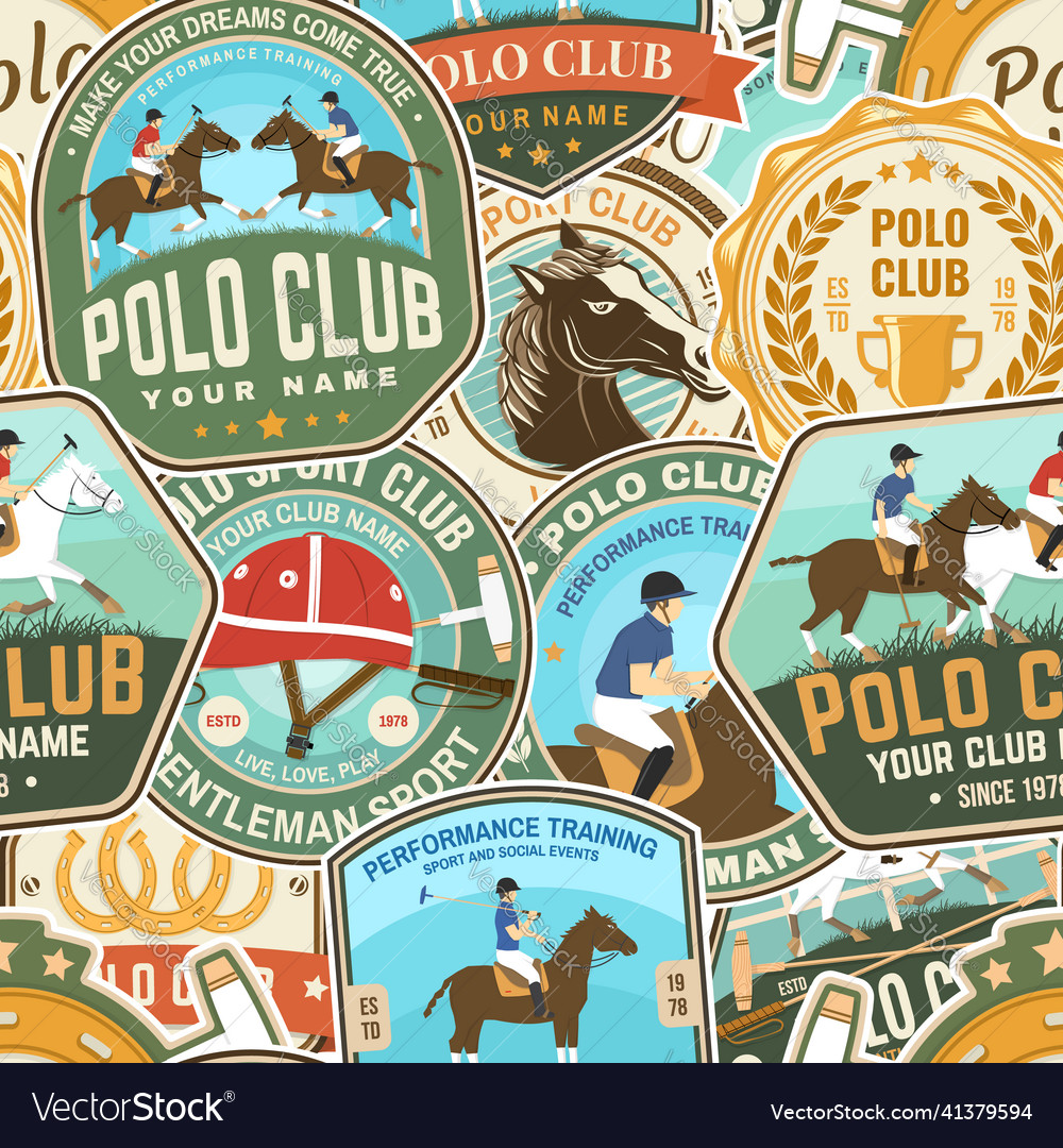 Polo sport club patches seamless pattern vector image Polo sport club patches seamless pattern