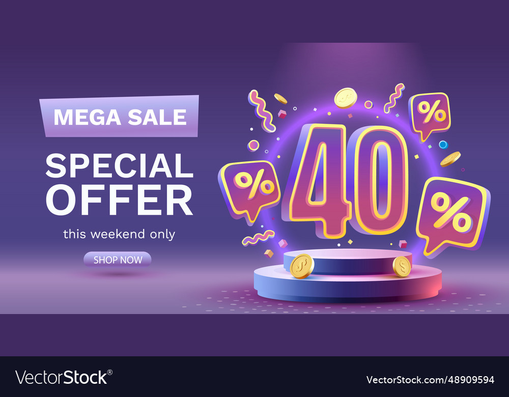 Save offer 40 off sale banner sign board Vector Image