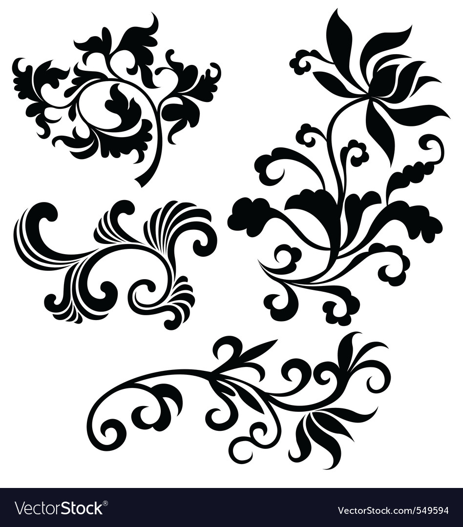 Scroll floral Royalty Free Vector Image - VectorStock