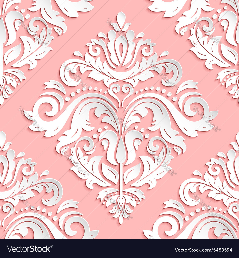 Seamless oriental pattern with 3d elements