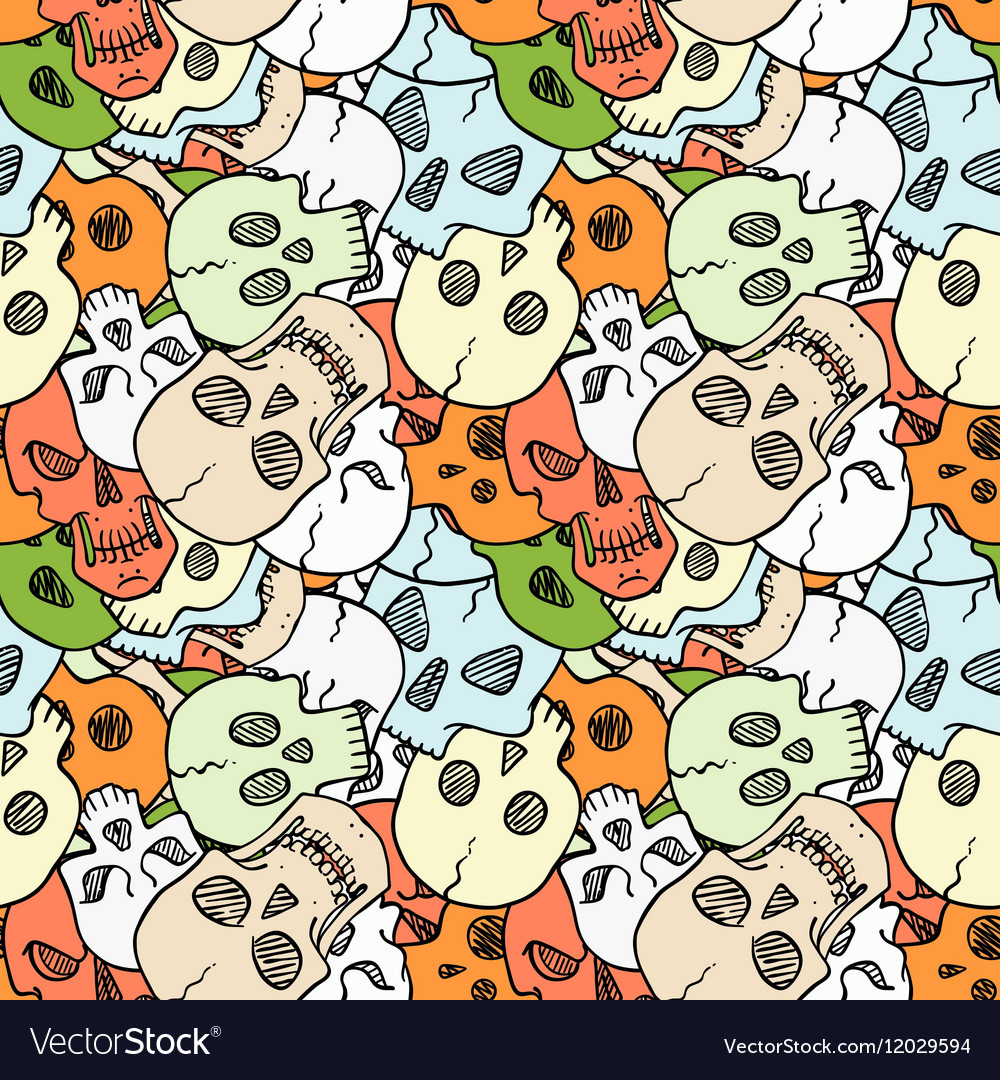 Seamless pattern with random skulls