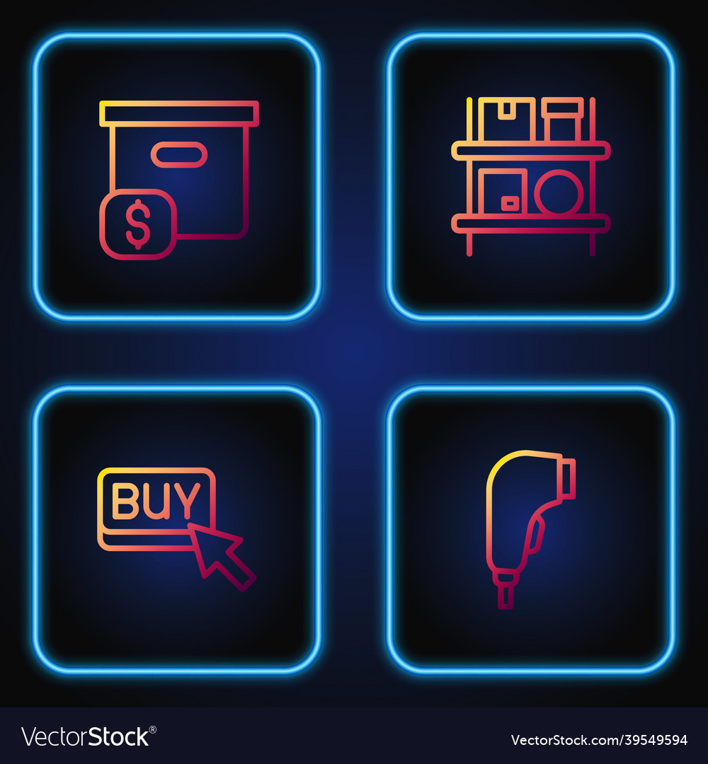 Set line scanner scanning bar code buy button Vector Image Set line scanner scanning bar code buy button