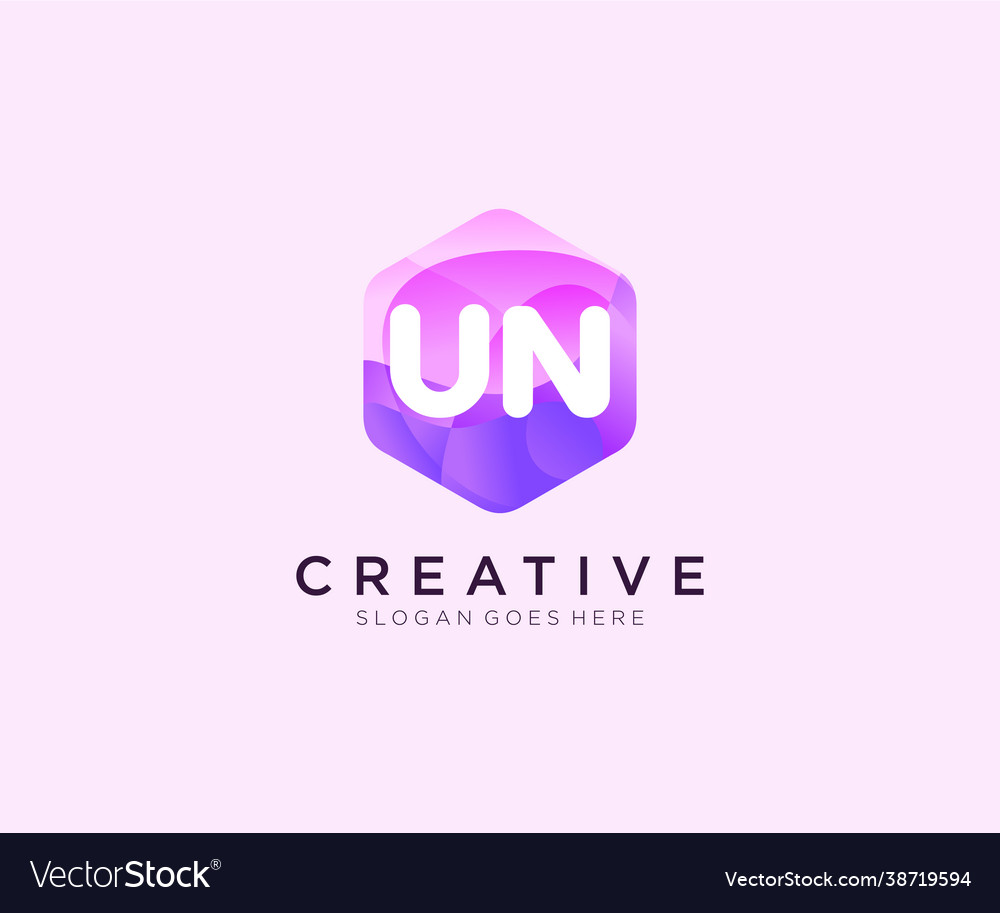 Un initial logo with colorful hexagon modern