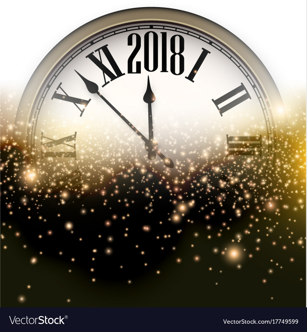 2018 new year background with clock