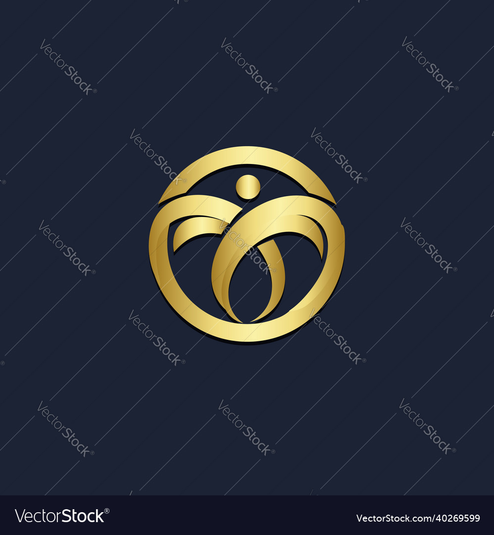 Abstract people round curve gold logo