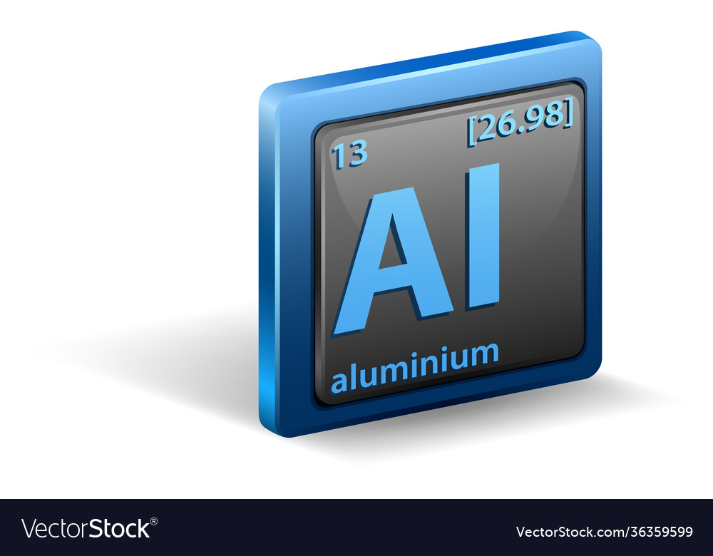 Aluminum chemical element chemical symbol Vector Image