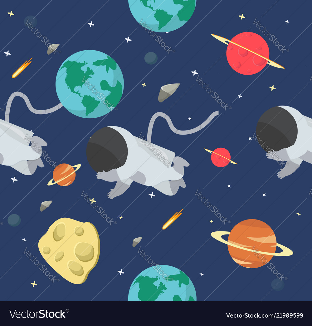 Astronaut in space flat design pattern Vector Image Astronaut in space flat design pattern