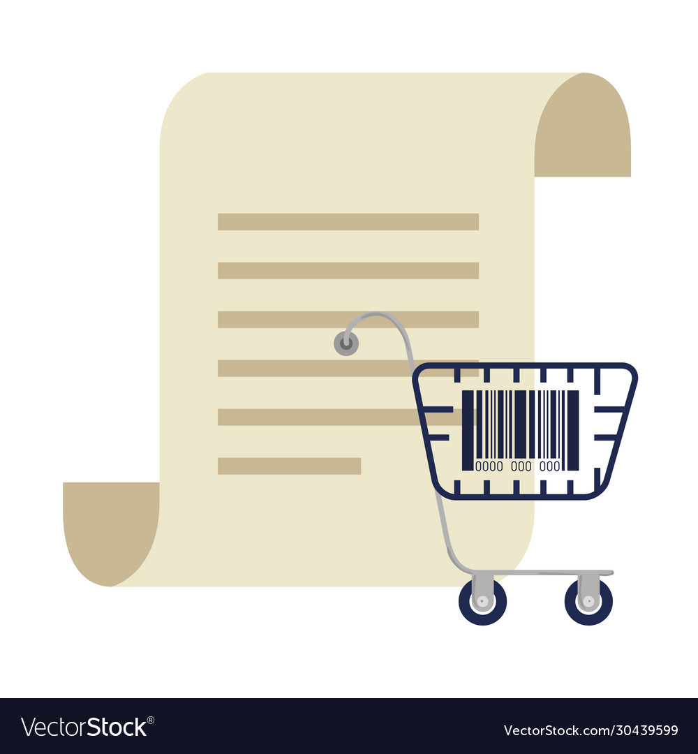 Bar code inside shopping cart and receipt paper