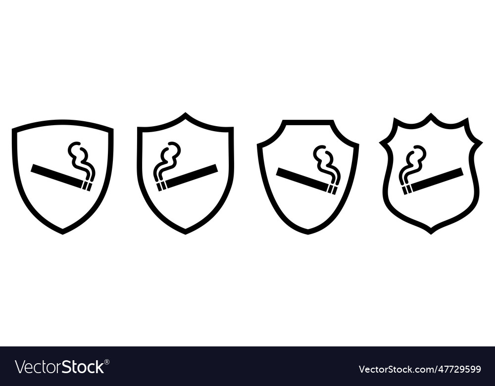 Cigarette icon inside shield different versions