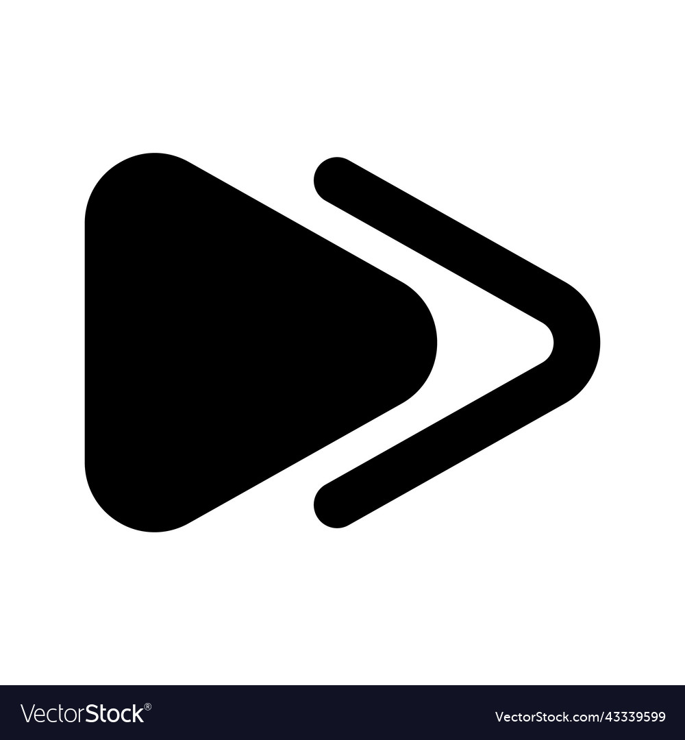 Fast forward button black glyph ui icon vector image Fast forward button black glyph ui icon