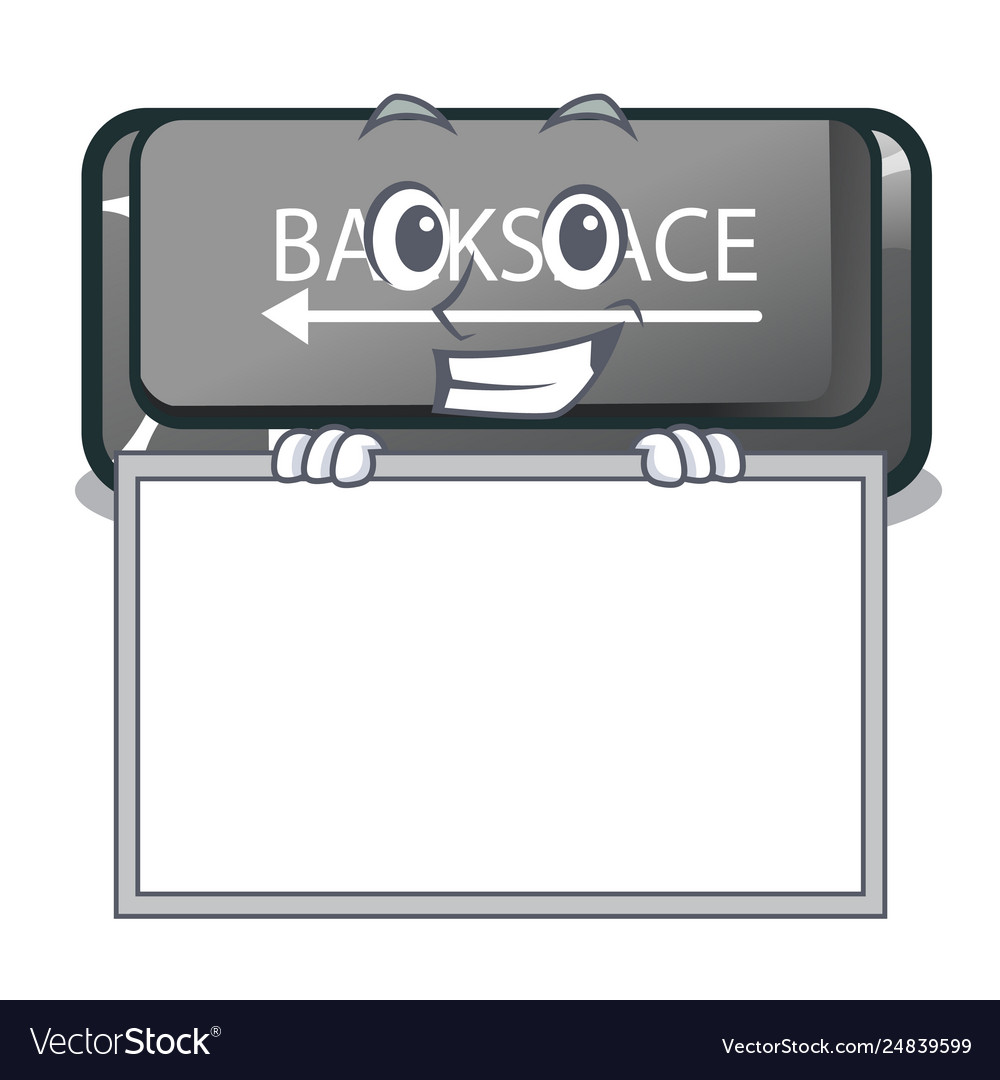 Grinning with board button backspace isolated