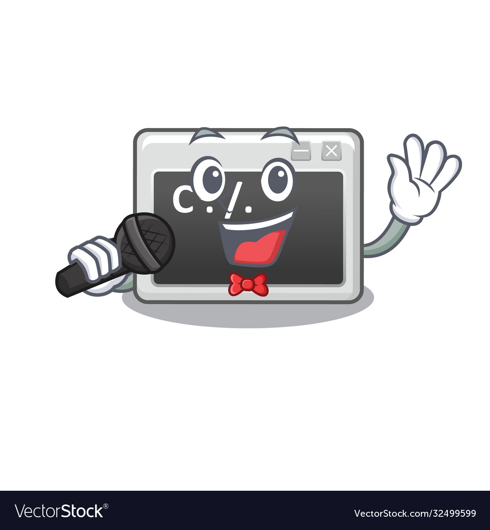 Happy command window singing on a microphone