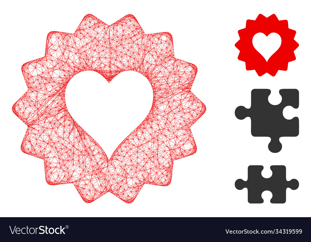 Hearts token polygonal web mesh vector image Hearts token polygonal web mesh