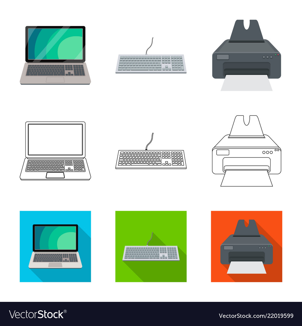 Isolated object of laptop and device logo set vector image Isolated object of laptop and device logo set