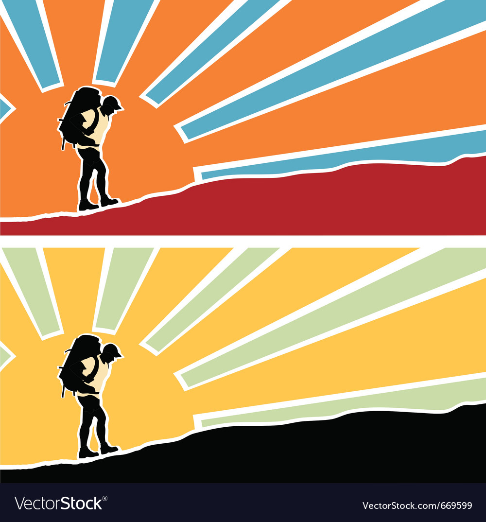 Man Hiking Up a Hill