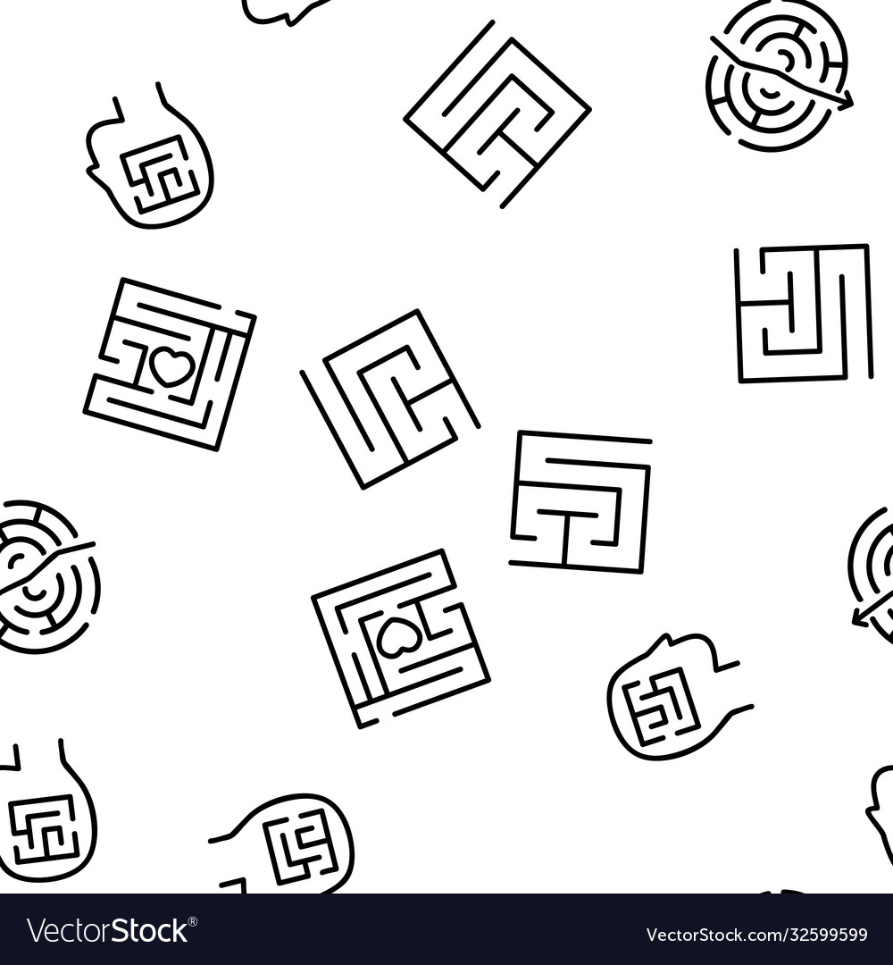 Maze puzzle different seamless pattern Vector Image Maze puzzle different seamless pattern