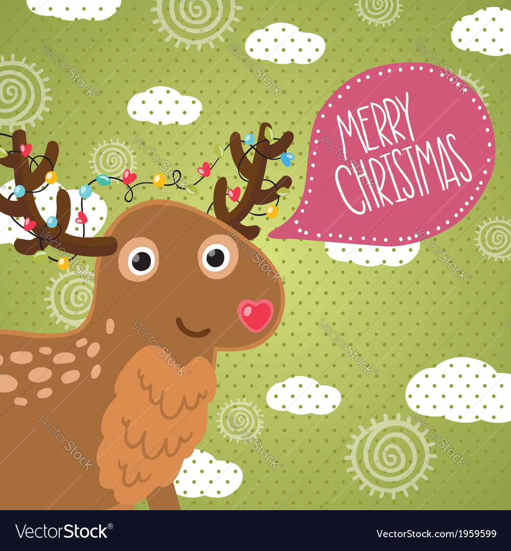 Merry christmas greeting card with deer