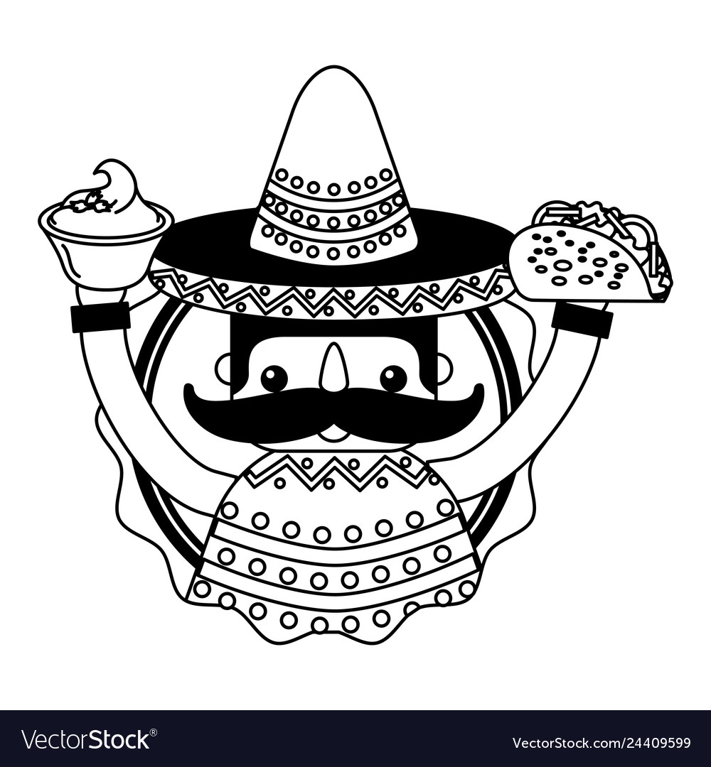 Mexican man with hat and food