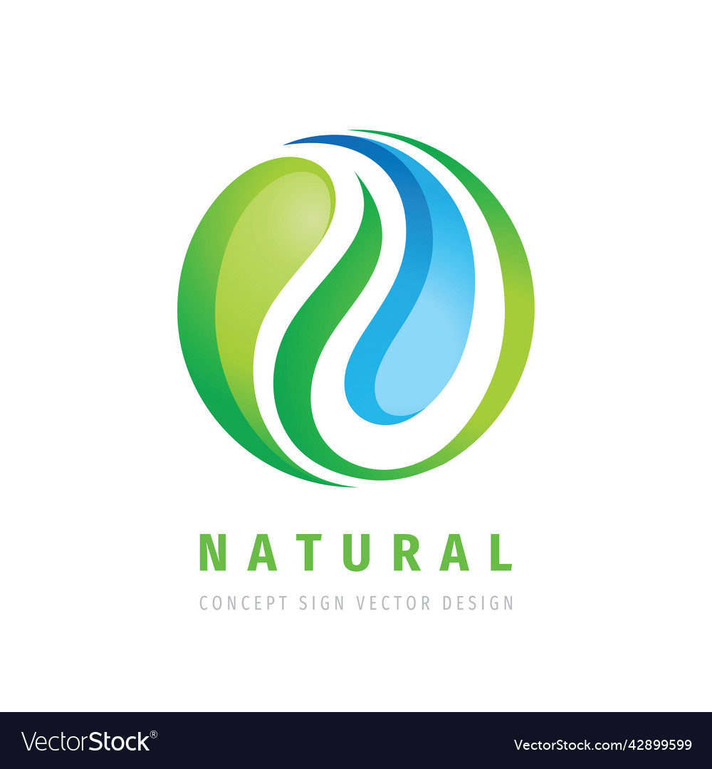 Nature logo concept design green leaf and drop vector image Nature logo concept design green leaf and drop