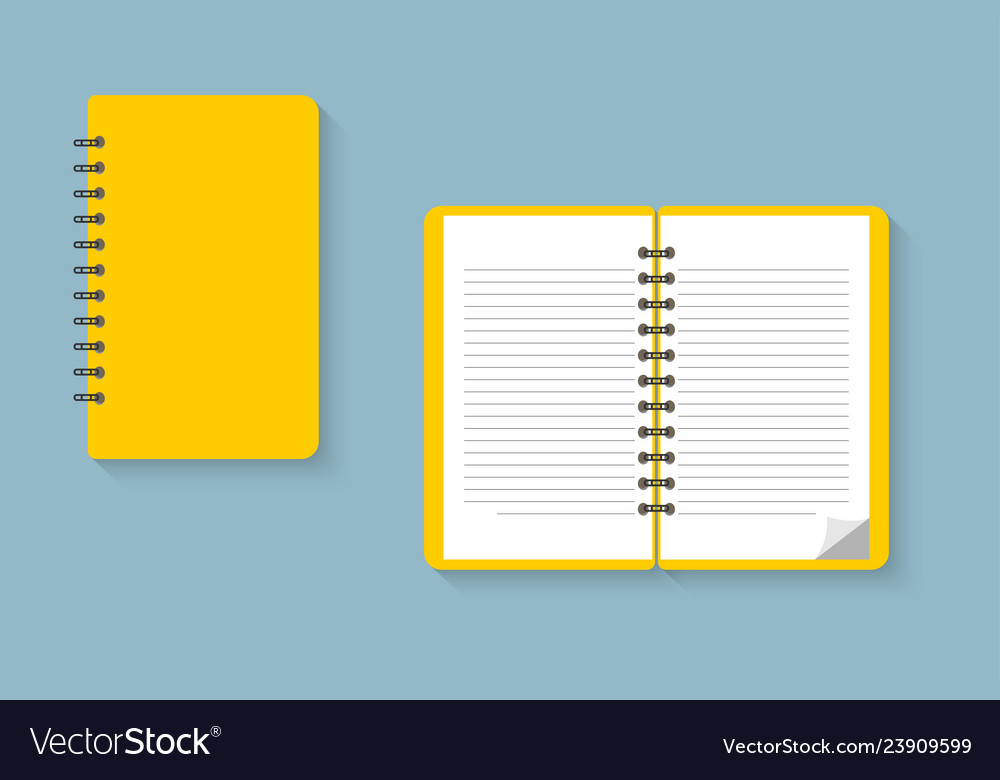 Notebook notepad blank opened and closed vector image Notebook notepad blank opened and closed