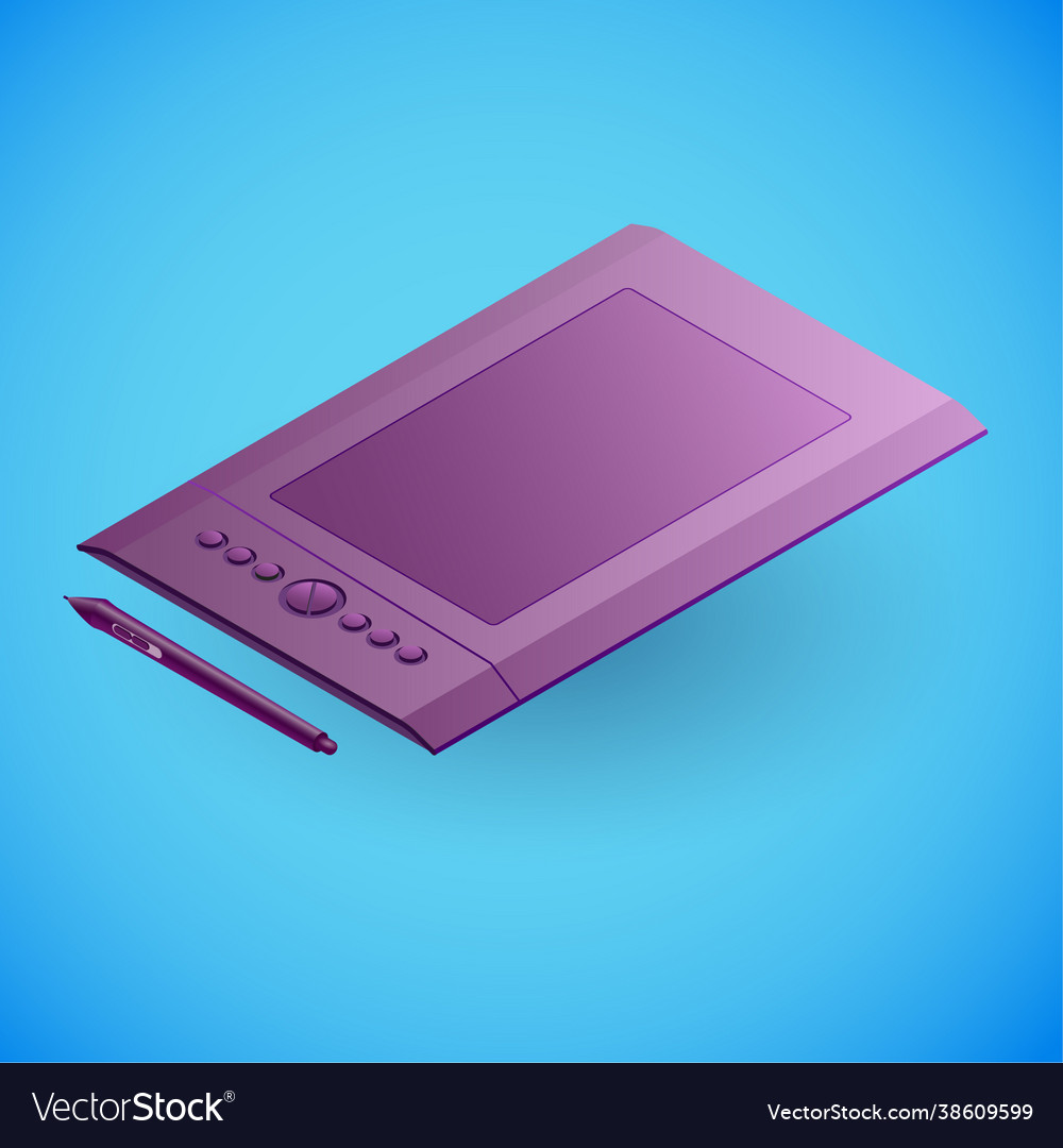 Realistic graphics tablet in isometry