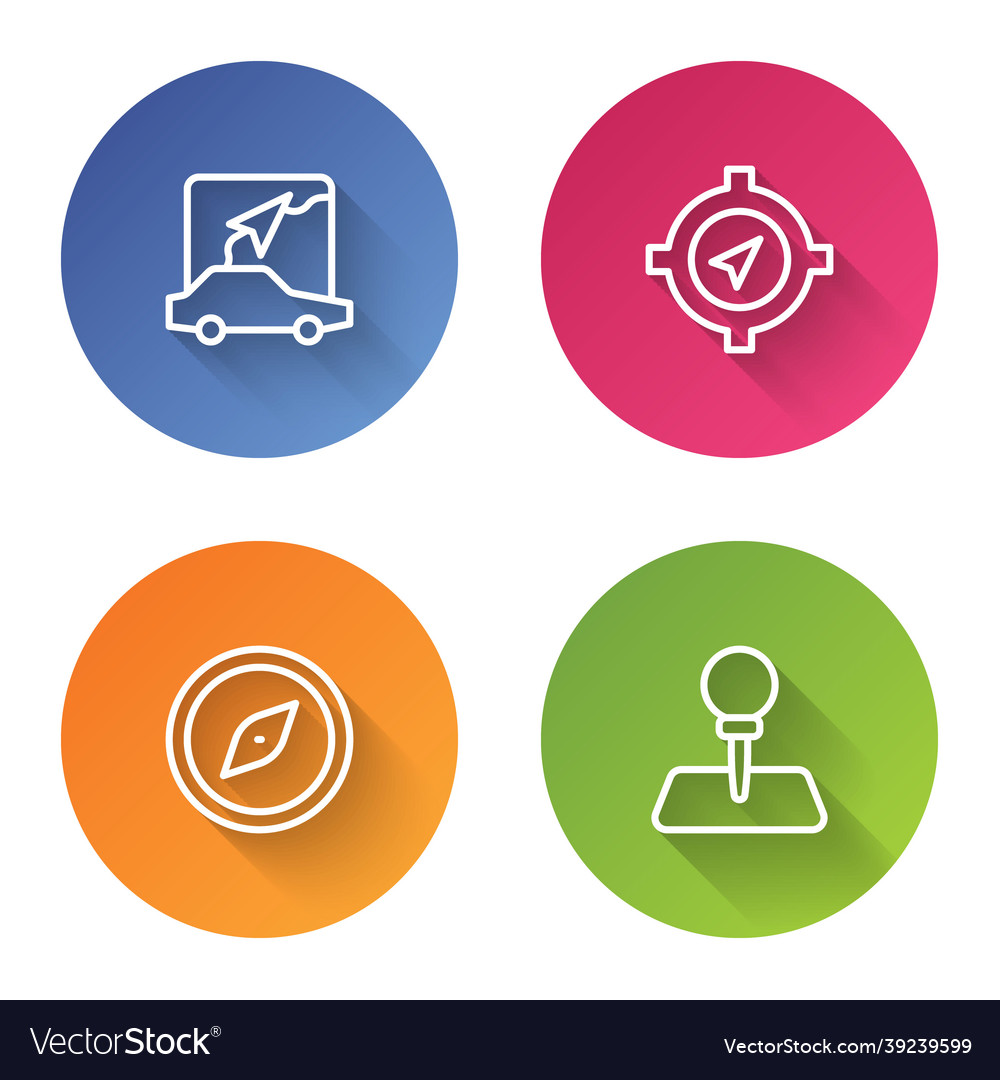 Set line city map navigation compass and push vector image Set line city map navigation compass and push