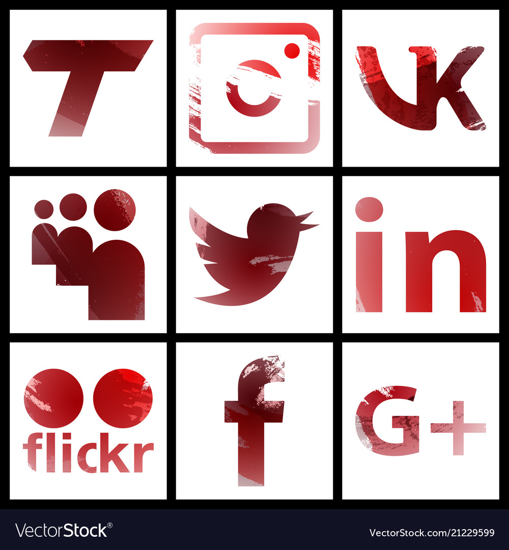 Set of social networking icons web design flat