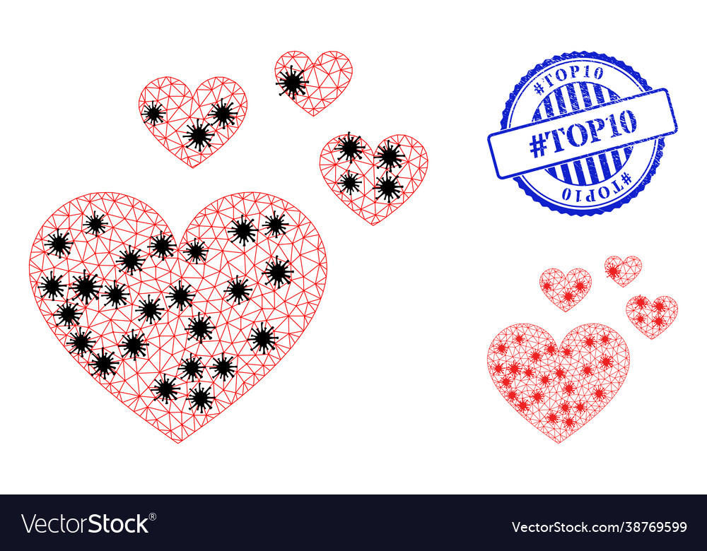 Triangulated mesh love hearts pictograms