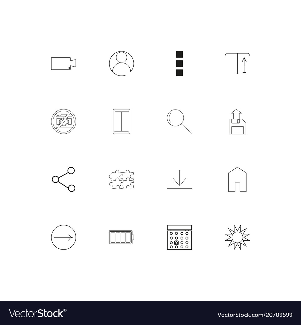 User interface simple linear icons set outlined