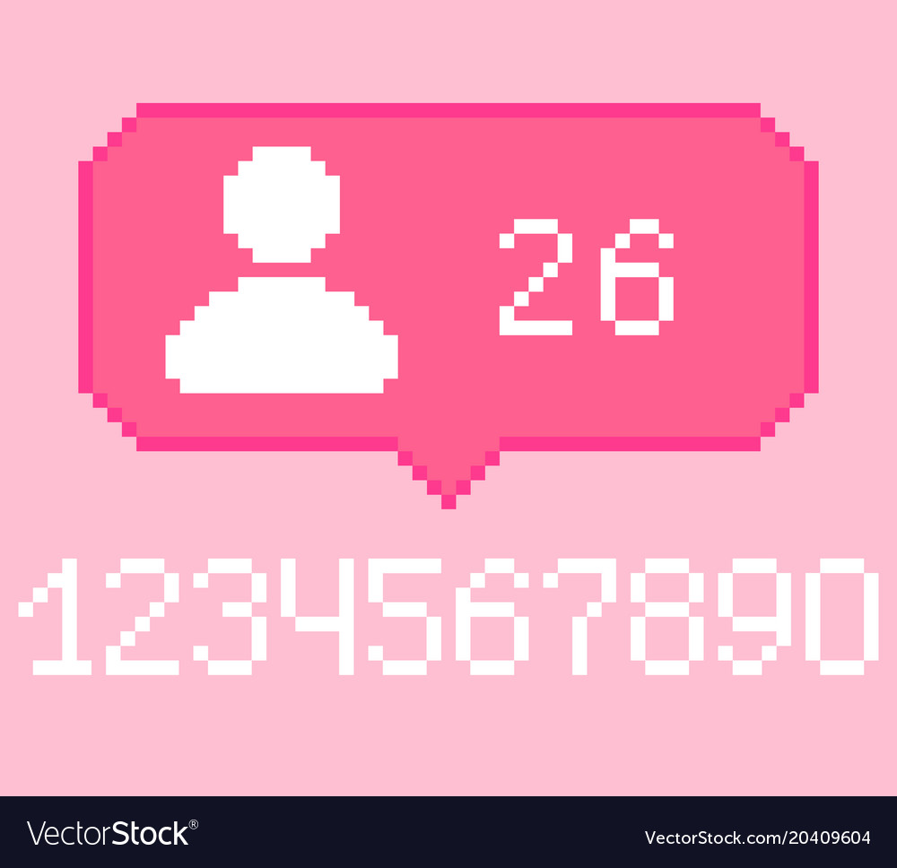 8 bit subscriber follower bubble icon with digits
