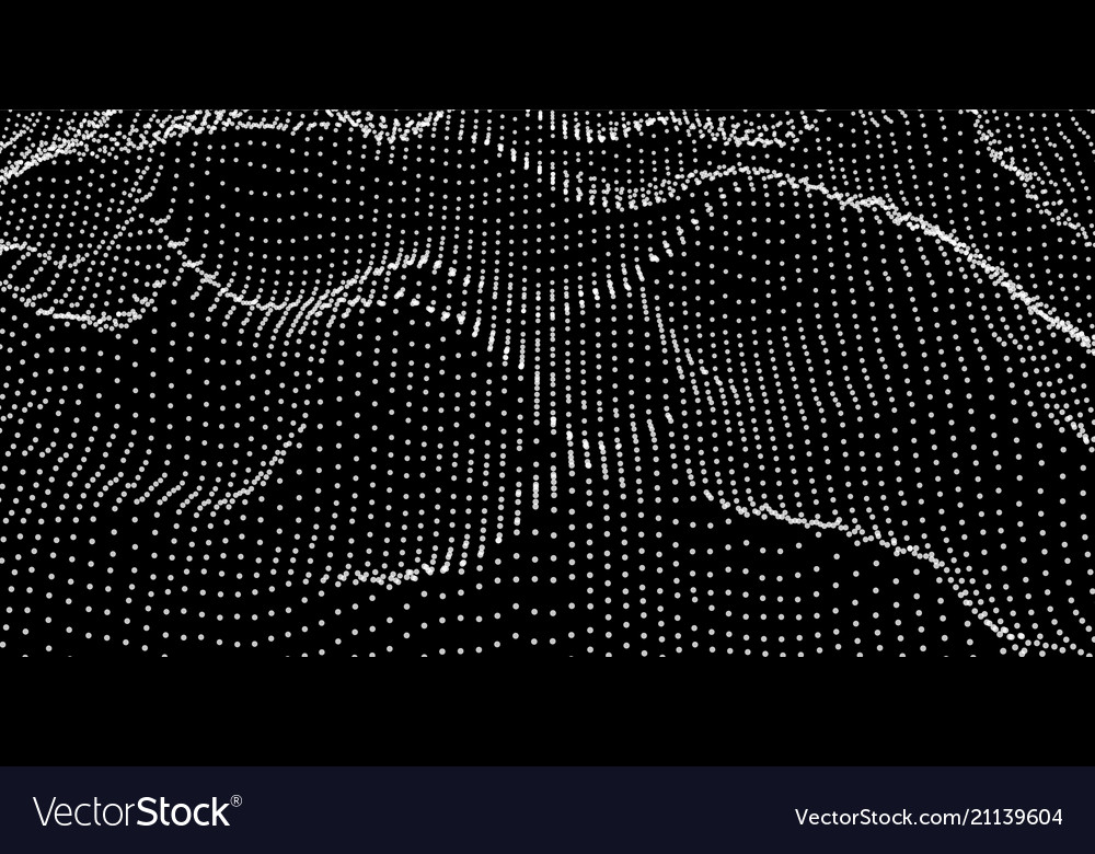 Abstract digital wave grid consist of particles vector image Abstract digital wave grid consist of particles