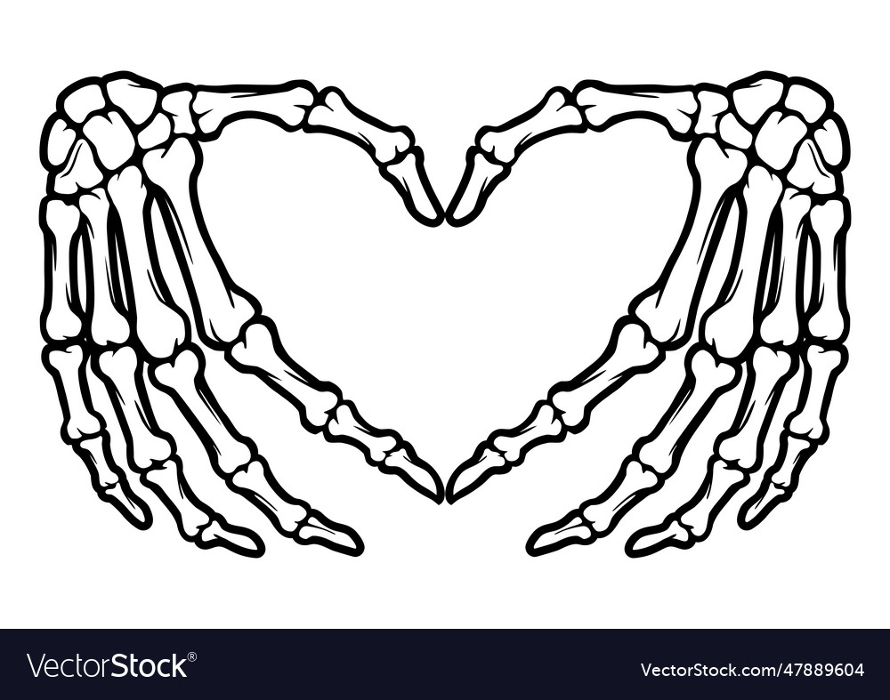 Bone signs skeleton love finger skull Royalty Free Vector