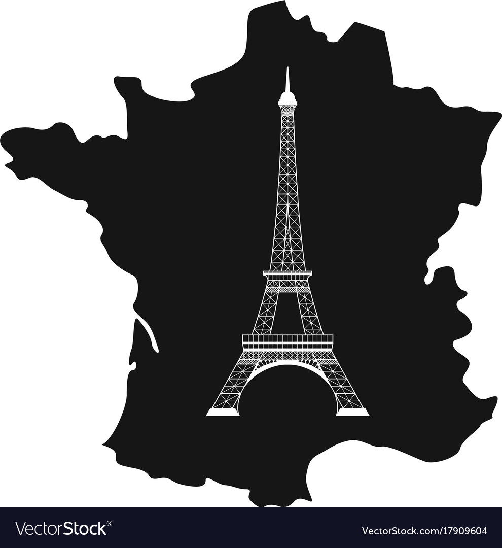 Eiffel tower and map on white