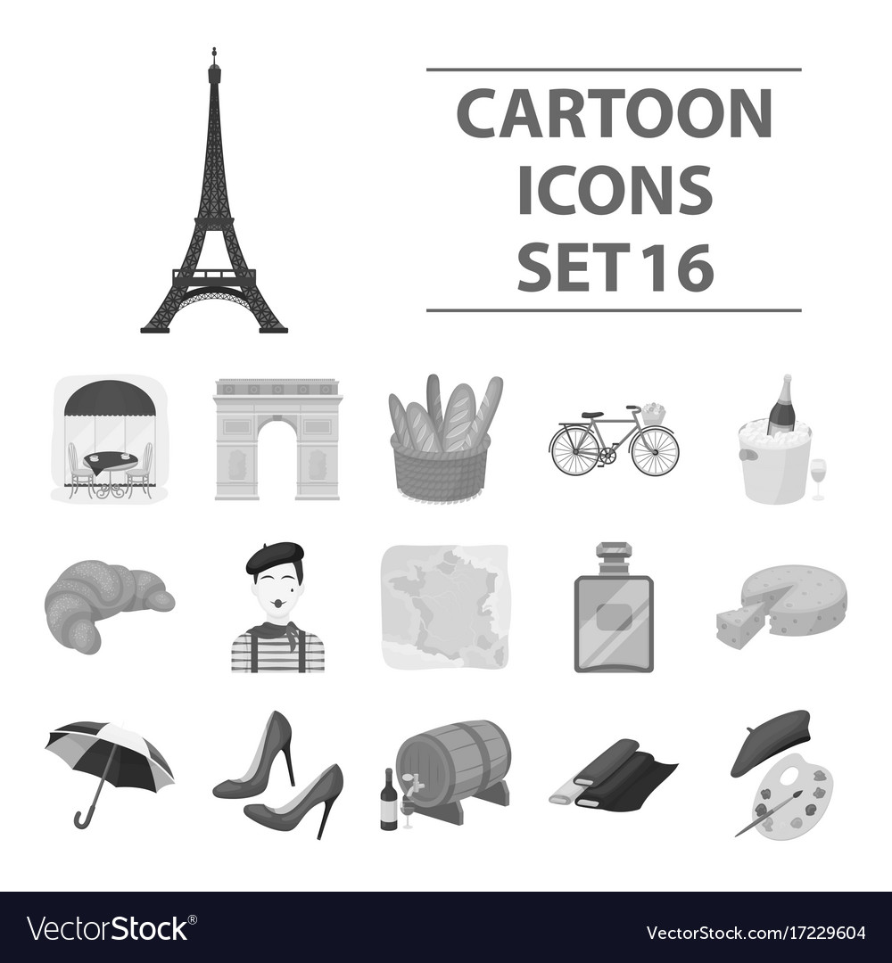 France country set icons in monochrome style big