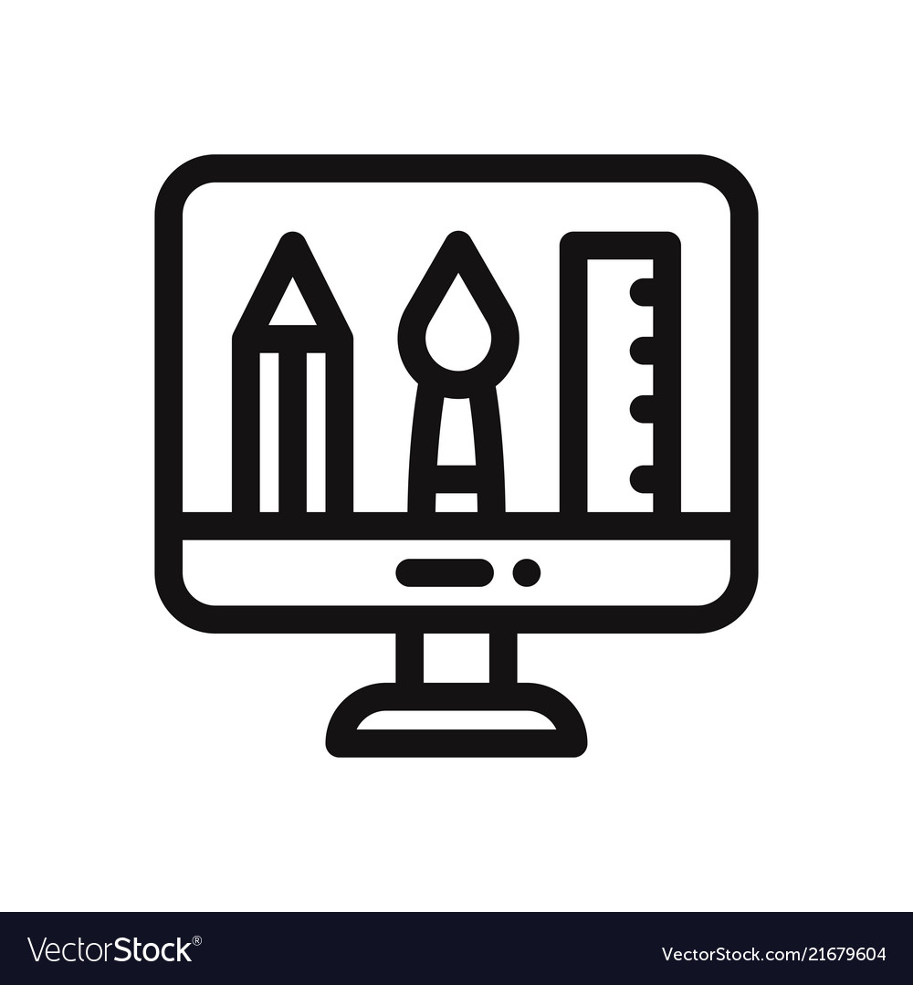 Download Graphic design tools in monitor icon Royalty Free Vector