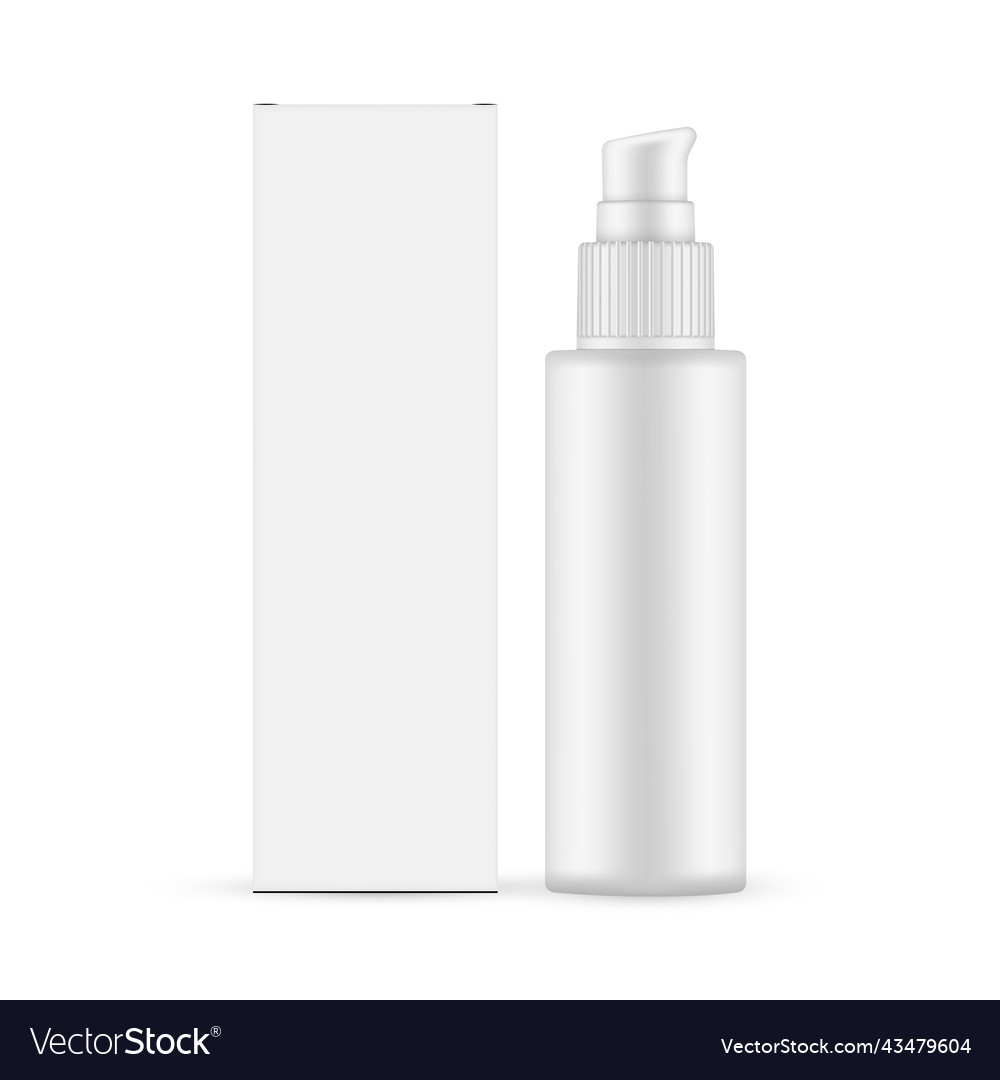 High cosmetic pump bottle mockup for oil or serum vector image High cosmetic pump bottle mockup for oil or serum