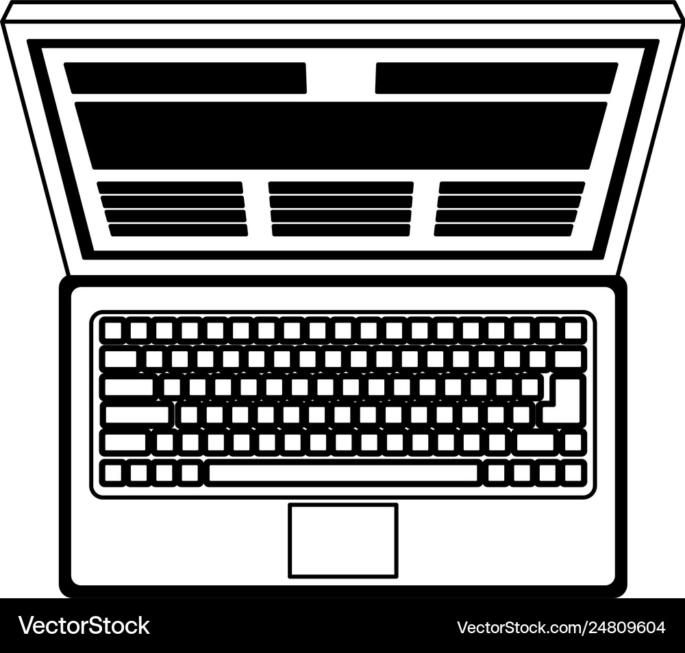 Laptop open computer topview symbol in black Vector Image