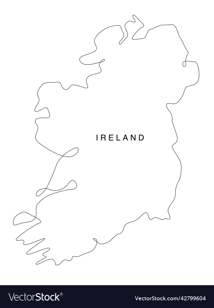 Line art ireland map continuous europe