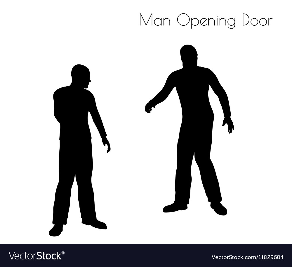 Man In Opening Door Pose Royalty Free Vector Image