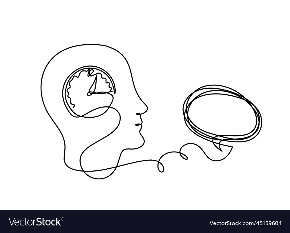Man silhouette profile with comment as line