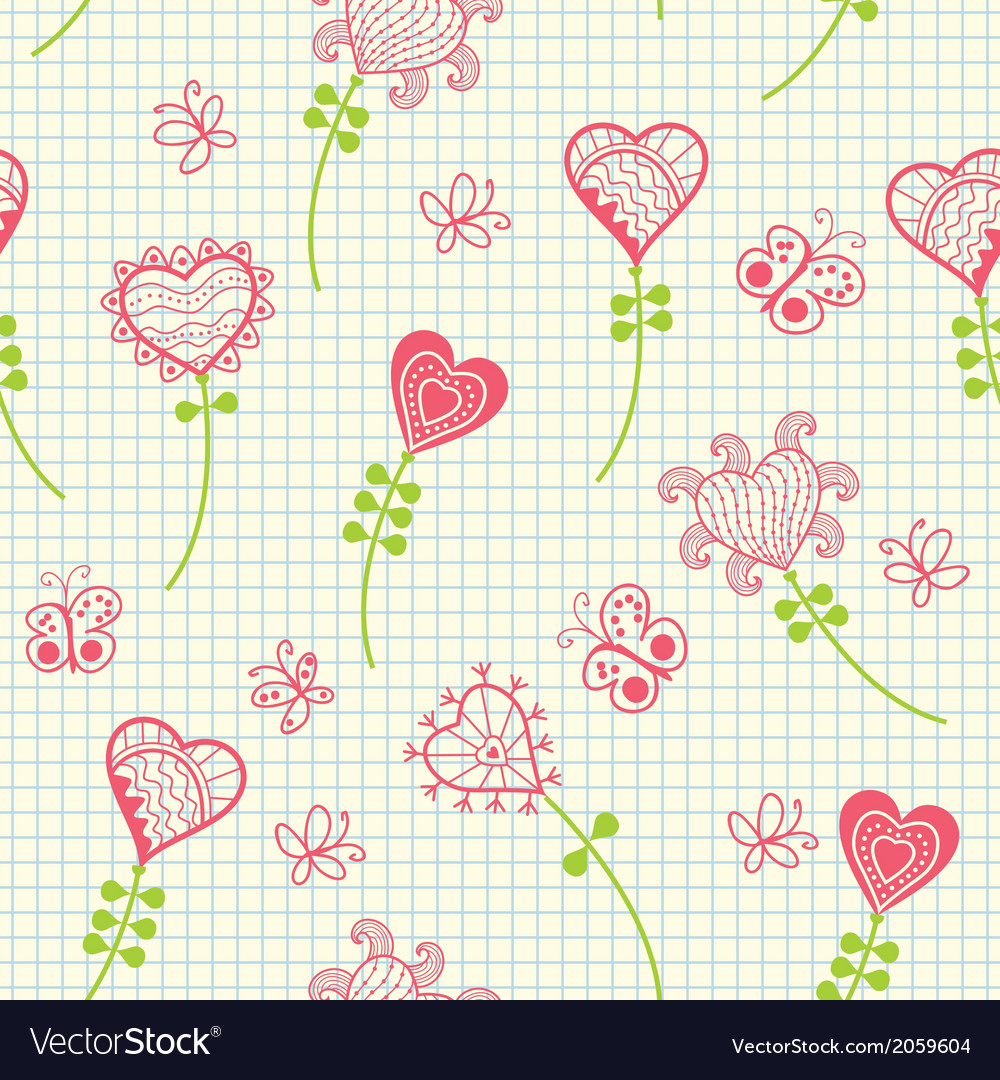 Romantic seamless pattern with hearts