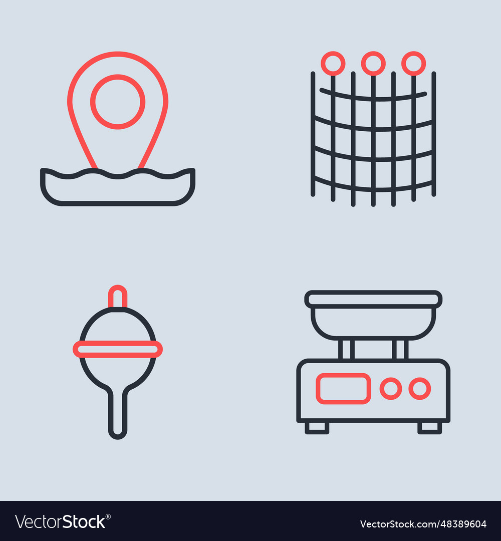 Set line fishing net pattern float electronic vector image Set line fishing net pattern float electronic