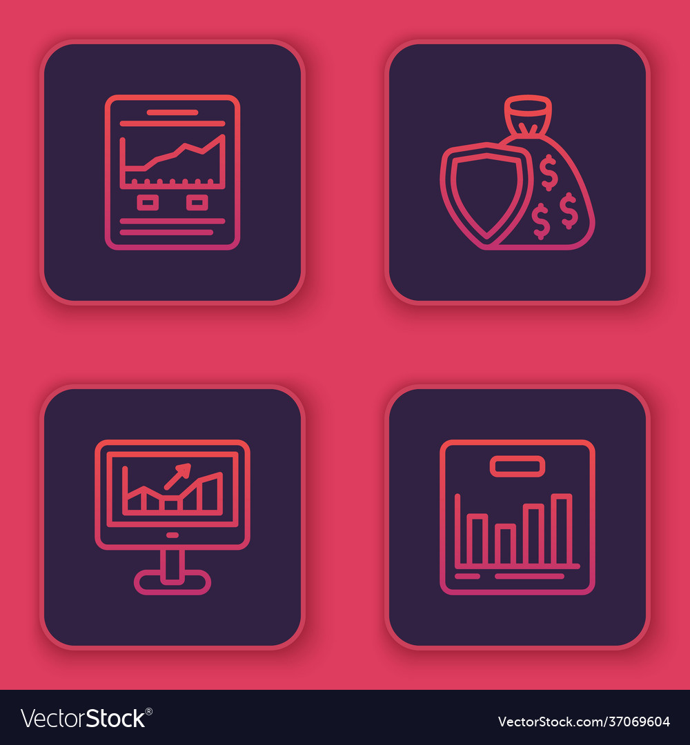 Set line website with growth graph computer vector image Set line website with growth graph computer