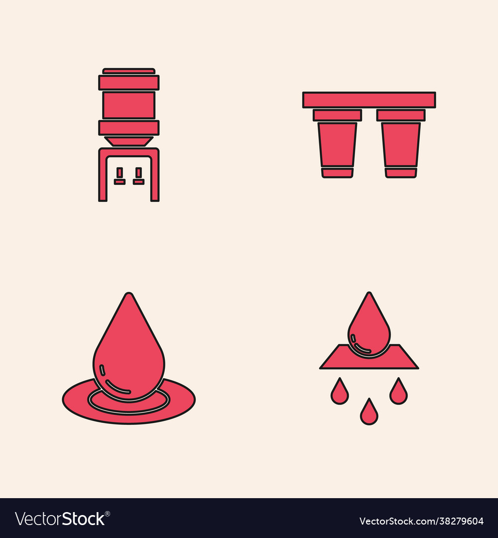 Set recycle clean aqua water cooler filter Vector Image