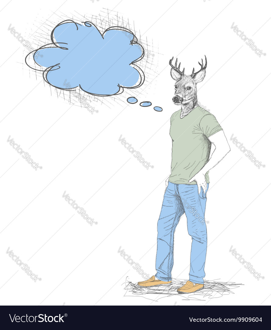 Sketch of hipster deer with a empty speech bubble